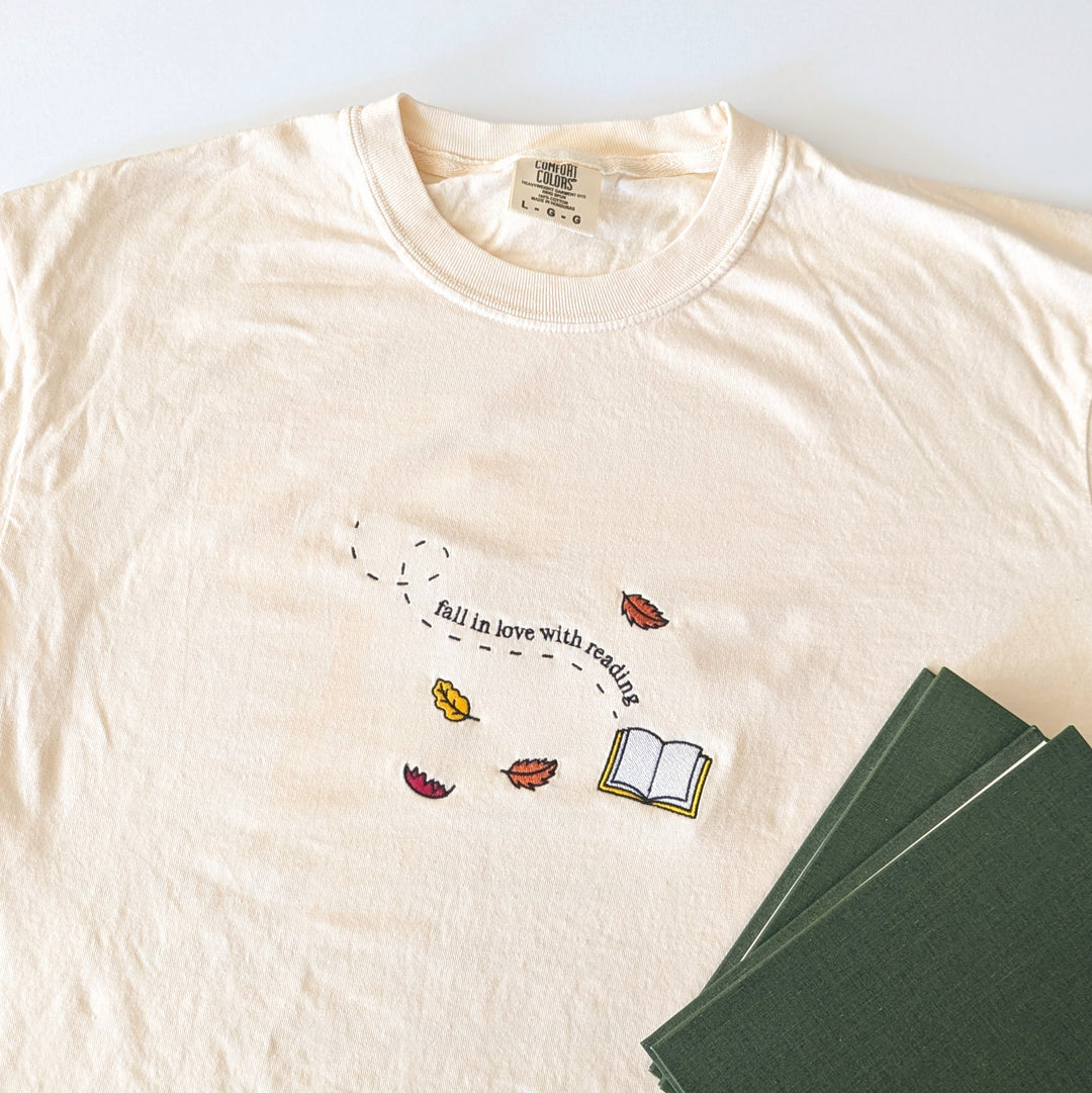 Fall In Love With Reading Embroidered Shirt