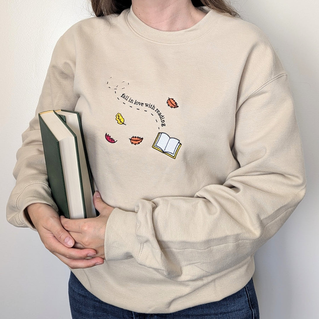 Fall in Love With Reading Embroidered Sweatshirt
