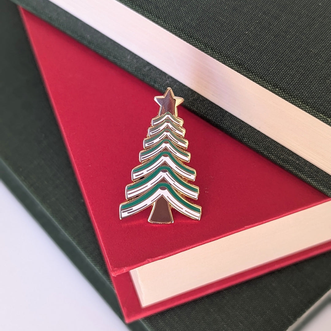 Book Christmas Tree Enamel Pin