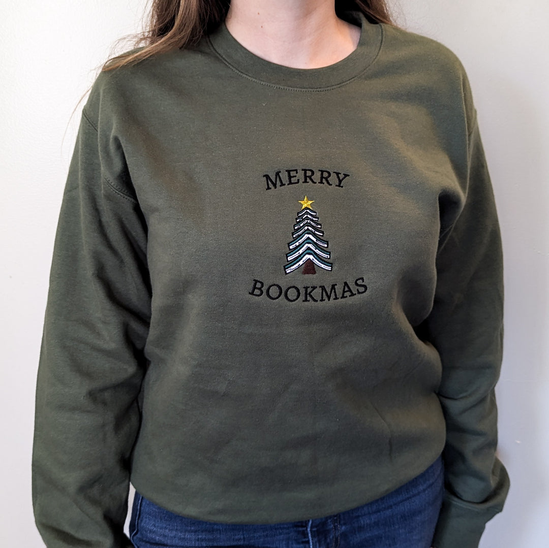 Merry Bookmas Embroidered Sweatshirt