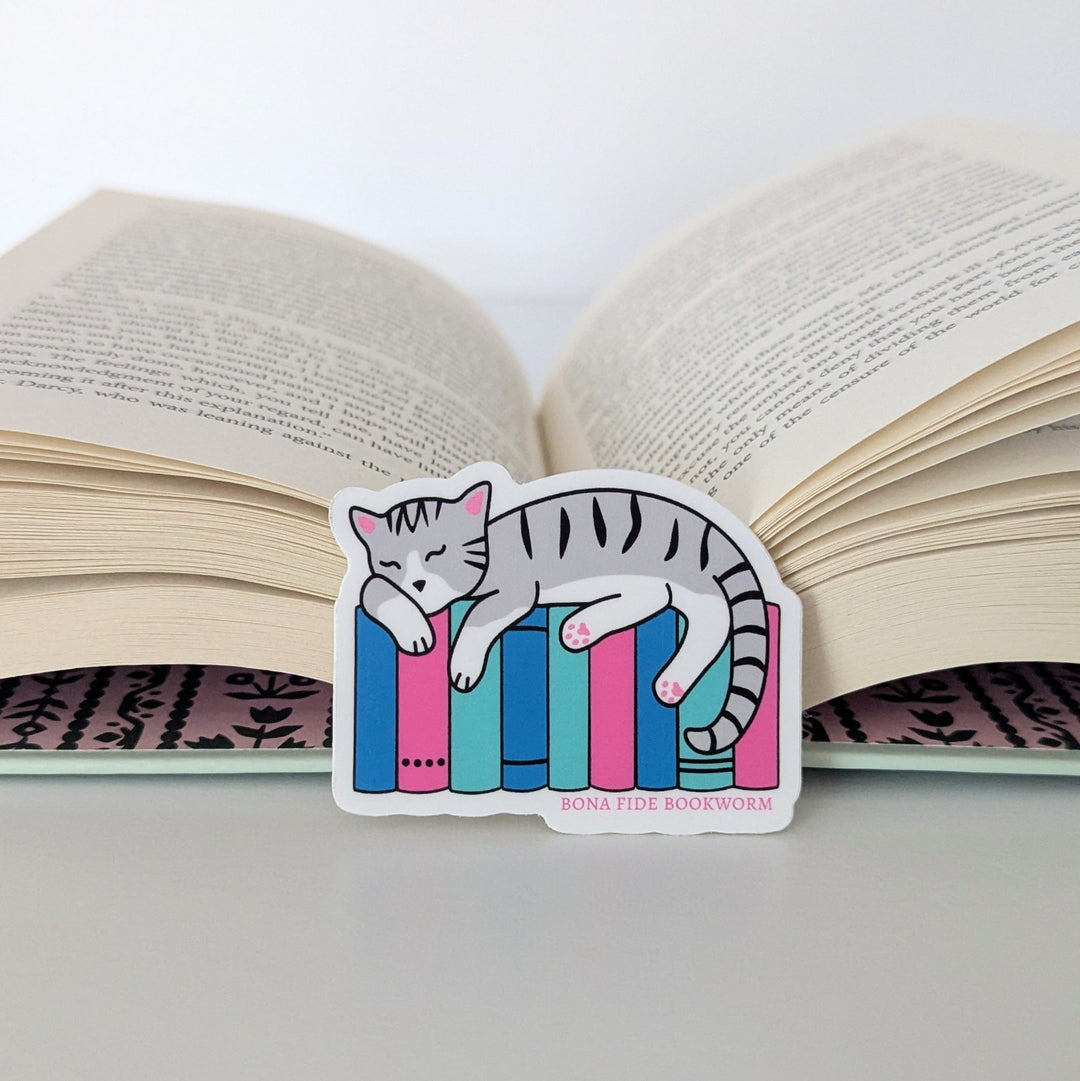 Cat on Bookshelf Sticker
