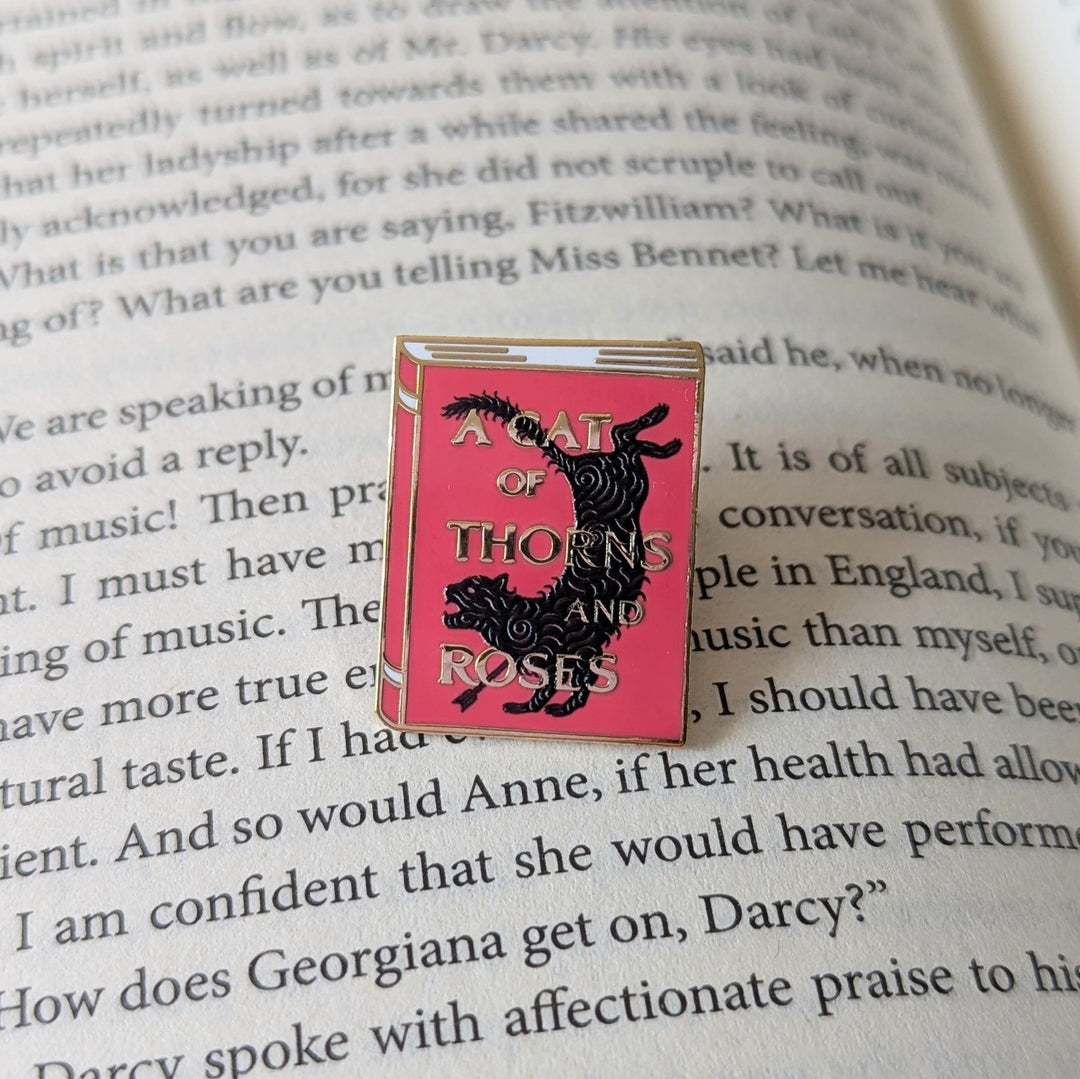 A Cat of Thorns and Roses Enamel Pin