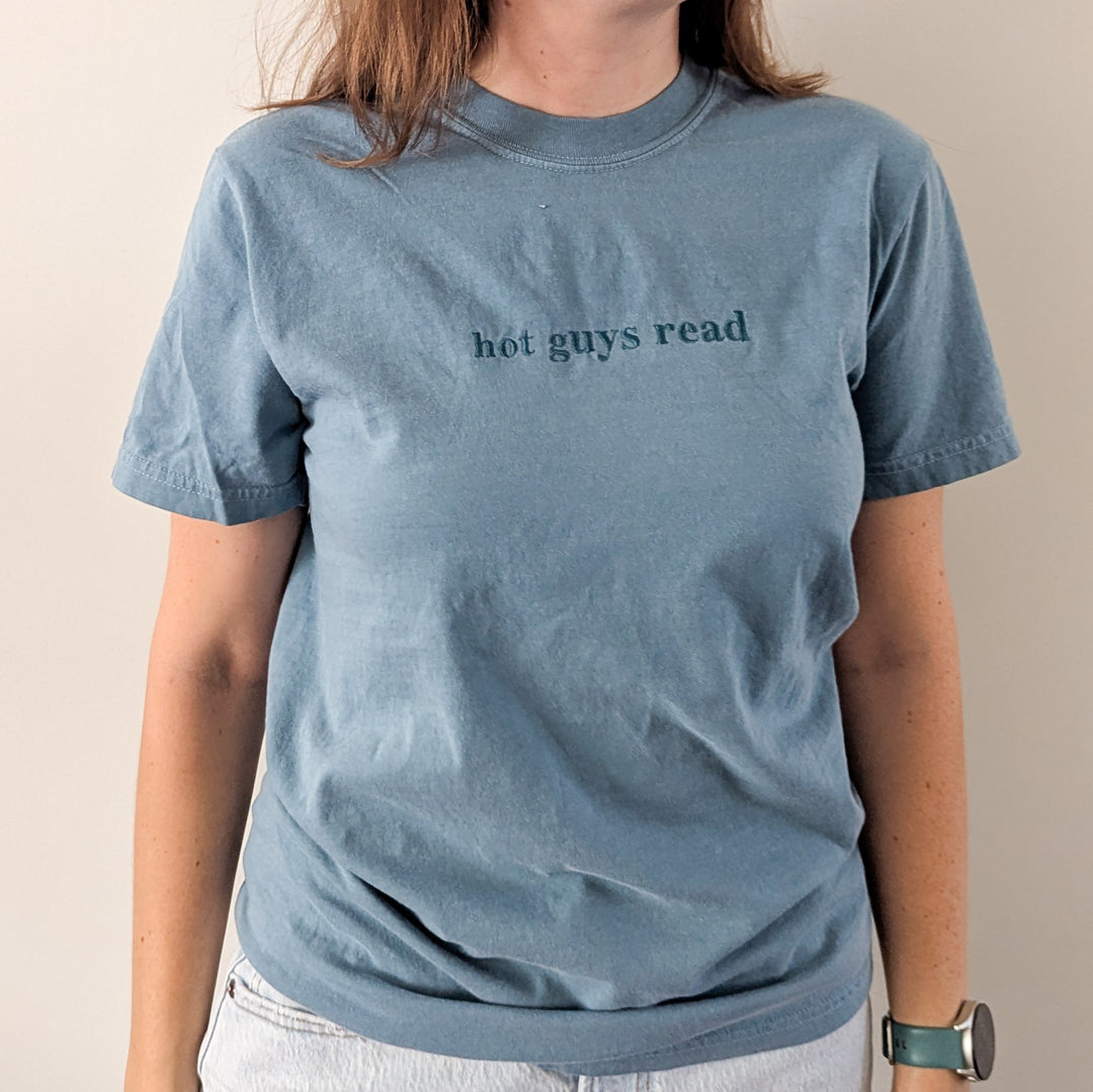 Hot Guys Read Embroidered Shirt