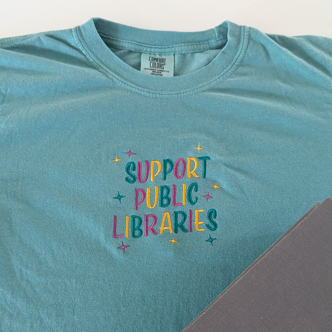 Support Public Libraries Embroidered Shirt