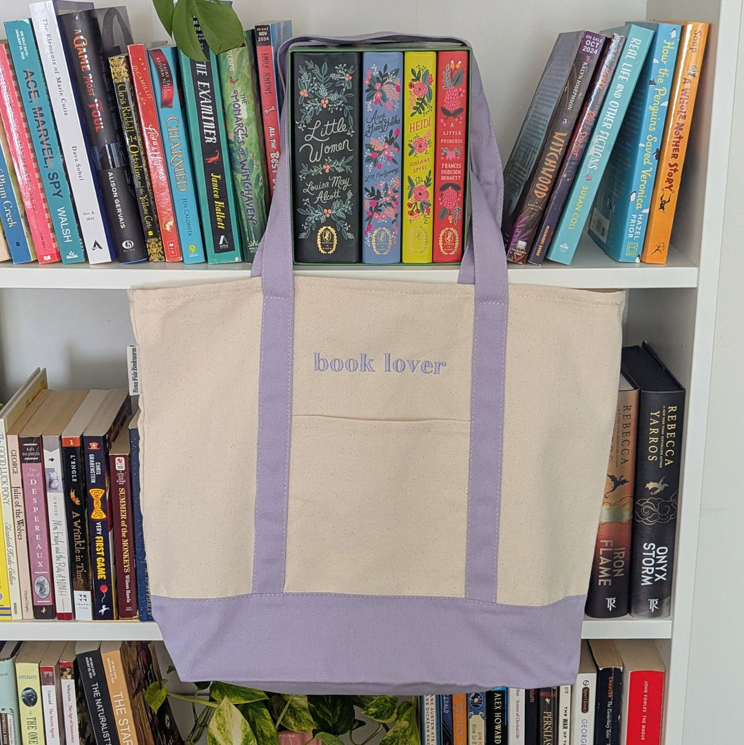 Book Lover Embroidered Tote Bag