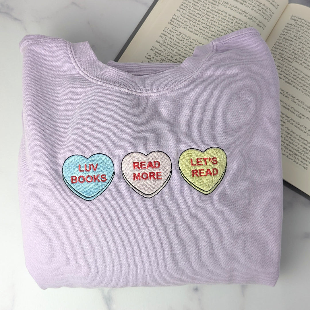 Readhearts Book Conversation Heart Embroidered Sweatshirt