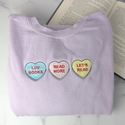Readhearts Book Conversation Heart Sweatshirt