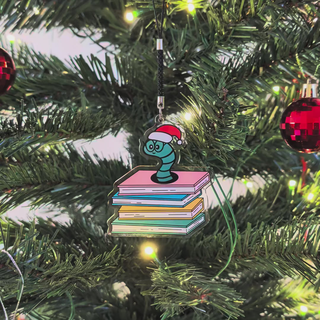 Bookworm Christmas Ornament
