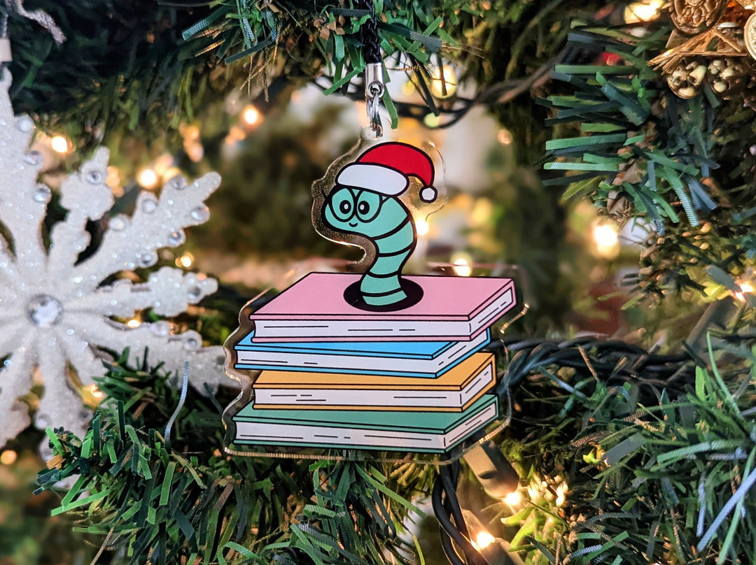 Bookworm Christmas Ornament